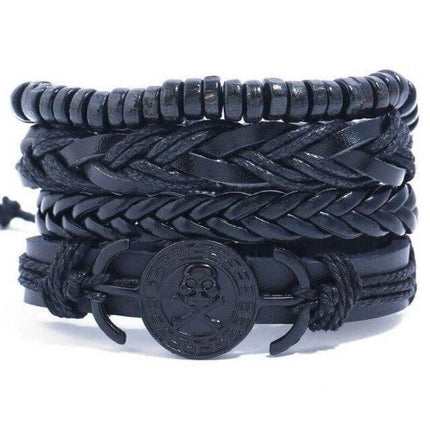 Piratenarmband - dunkler Schädel (Leder)