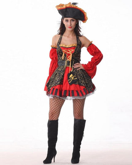 Piratenfrau Verkleidung - karibische Rot
