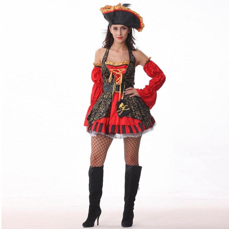 Piratenfrau Verkleidung - karibische Rot