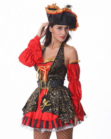Piratenfrau Verkleidung - karibische Rot