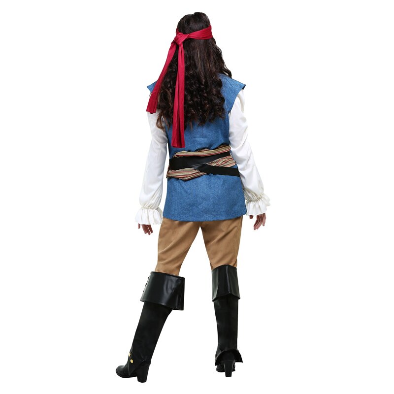 Piratenfrau Verkleidung - karibisches Blau (Größe L)