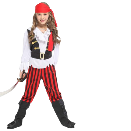 Pirate Girl Verkleide <br> rot & schwarz
